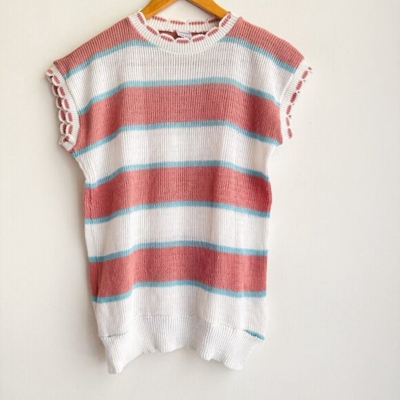 Vintage Striped Knit Short sleeve Top Made in England S - Picture 3 of 8